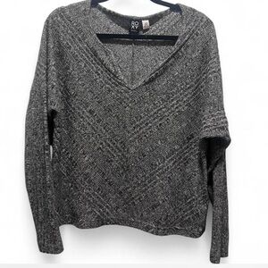 Roxy Gray Marled V-Neck Knit Sweater